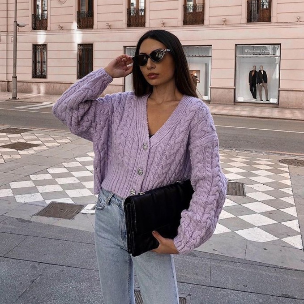 Zara Jewel Button Cable Knit Cardigan